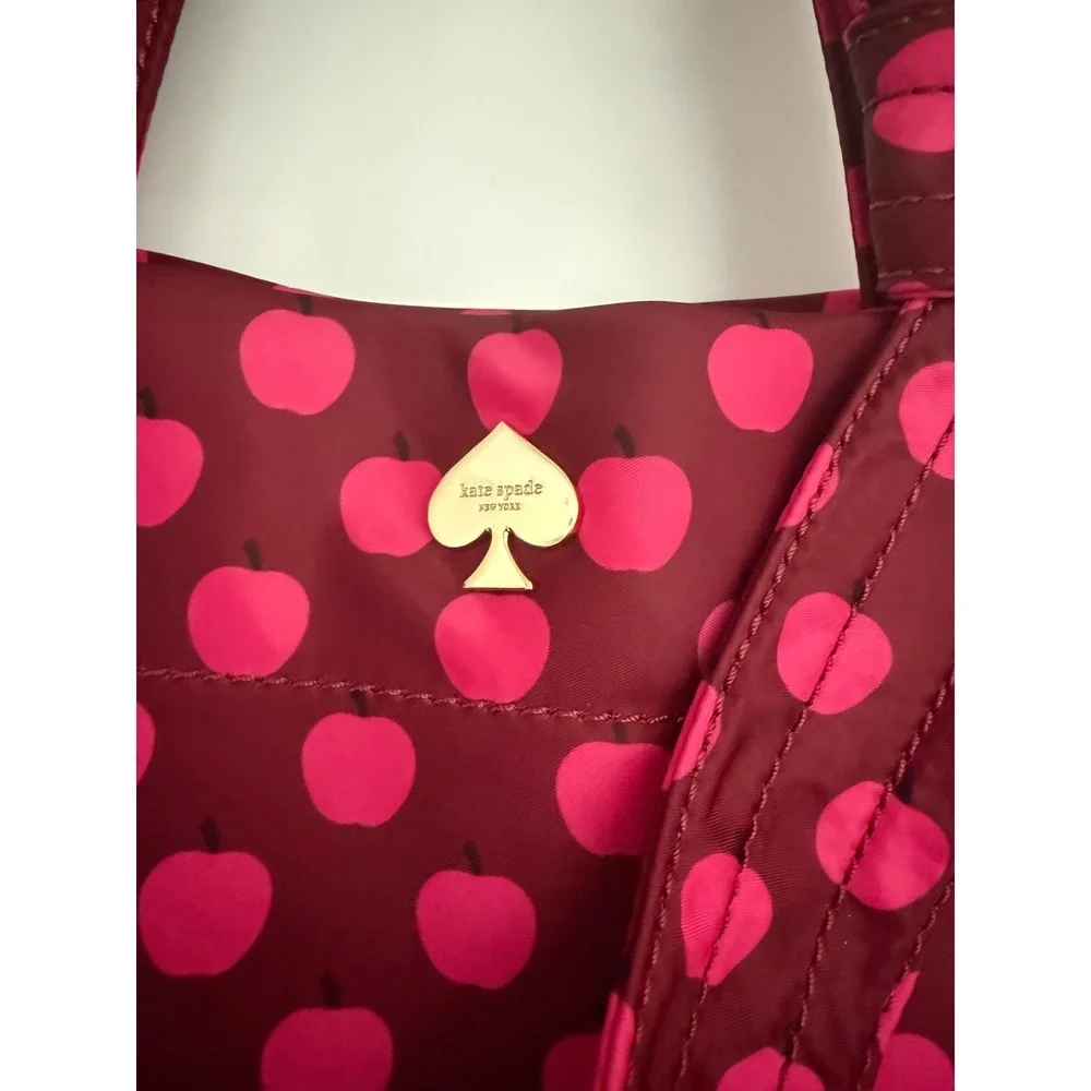 Kate Spade New York Flatiron Sophia Grace Apple Print Nyon Diaper Tote Bag Knot